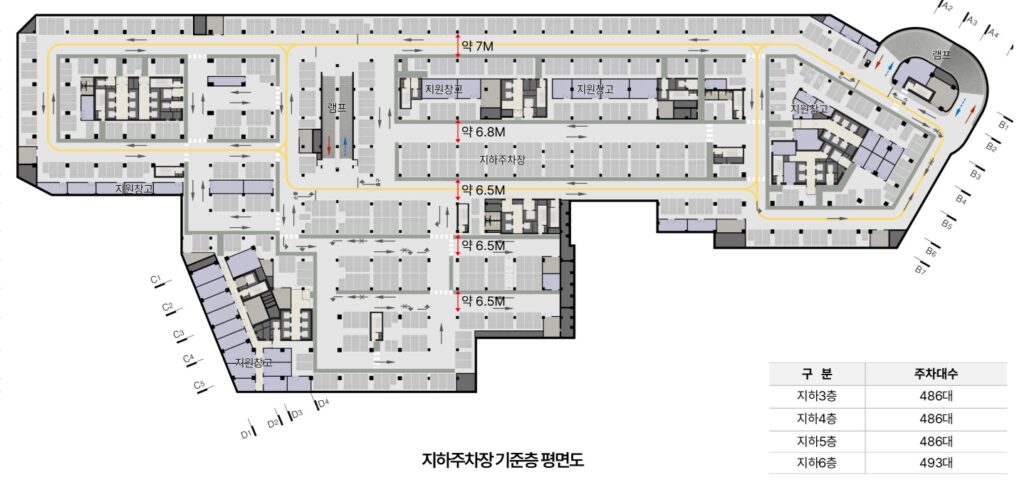 신광교 클라우드시티 모델하우스 지하주차장 평면도 이미지